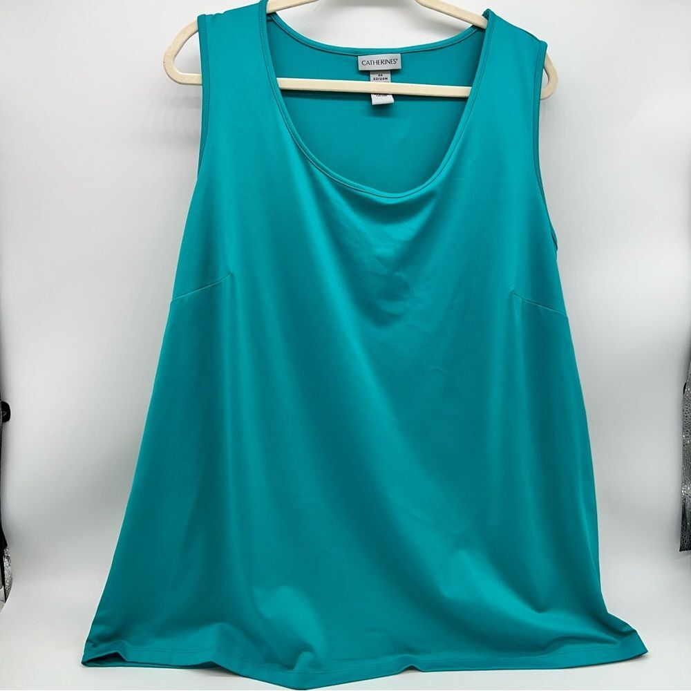 Catherines Turquoise Sleeveless Swing Tank Top w/Flared Waist-Size 22/24W